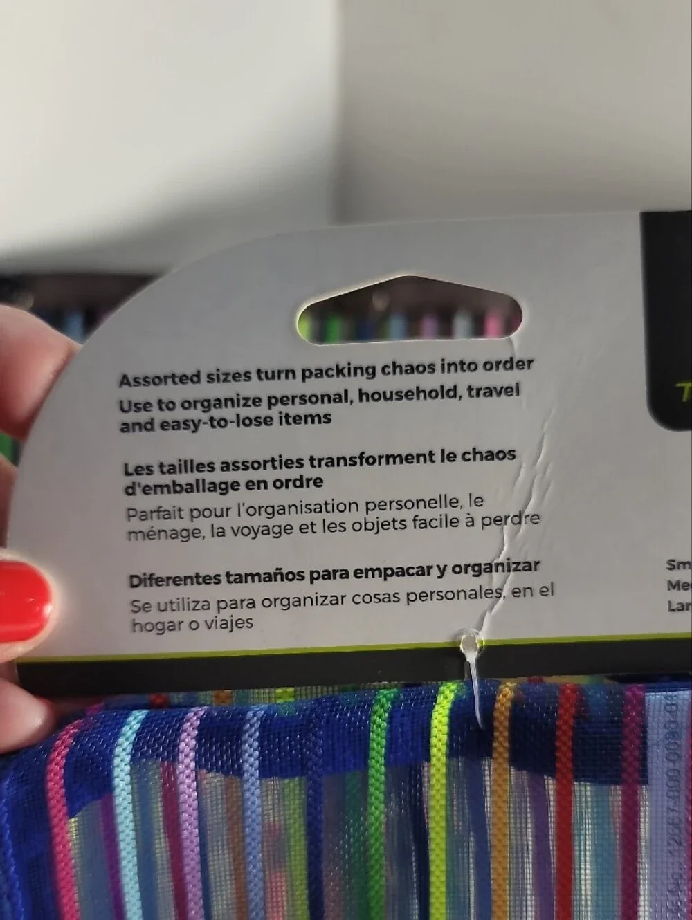 Travelon Multicolor Stripe Mesh Pouch Set - Rainbow Stripes - NWT